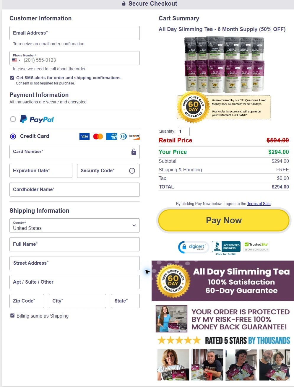 All Day Slimming Tea ordering reference
